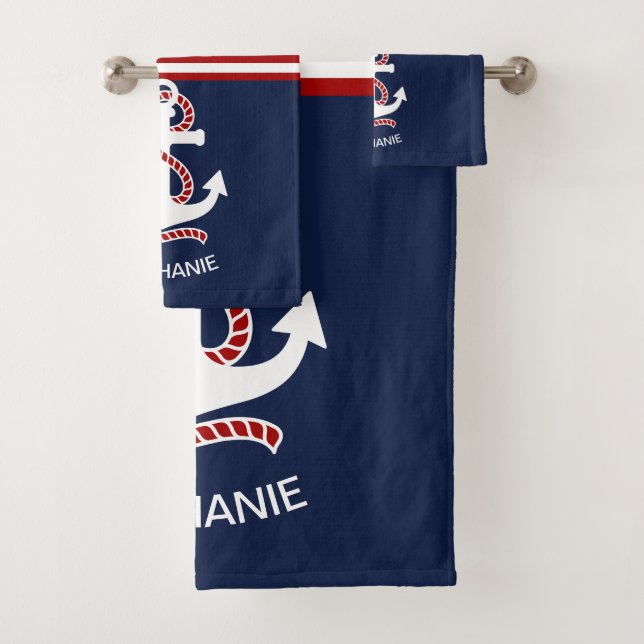 Bleu bleu marine Blancs et Ancre blanche (En situation)