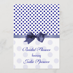 Bleu bleu polka point douche nuptiale Invitation