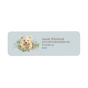 Bleu Boho Hiver Ours Polaire Adresse de retour