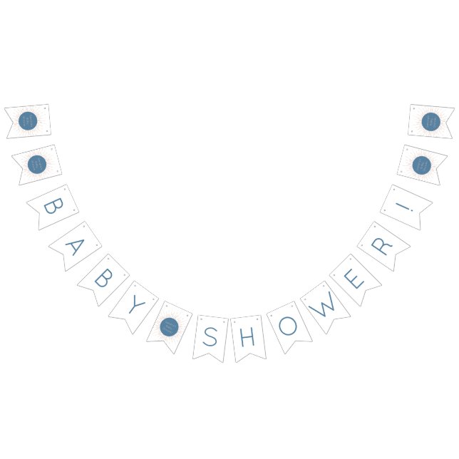 Bleu Boho Sun Baby shower Bunting drapeaux (Tout)