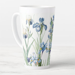 Bleu botanique Iris Fleurs Redoute Latte Mug