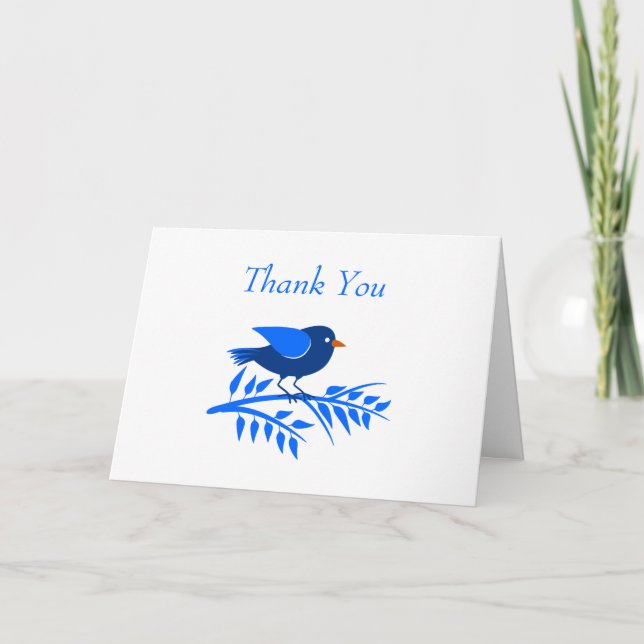 Bleu Bouteille de feuille d'oiseaux Nature Merci s (Devant)