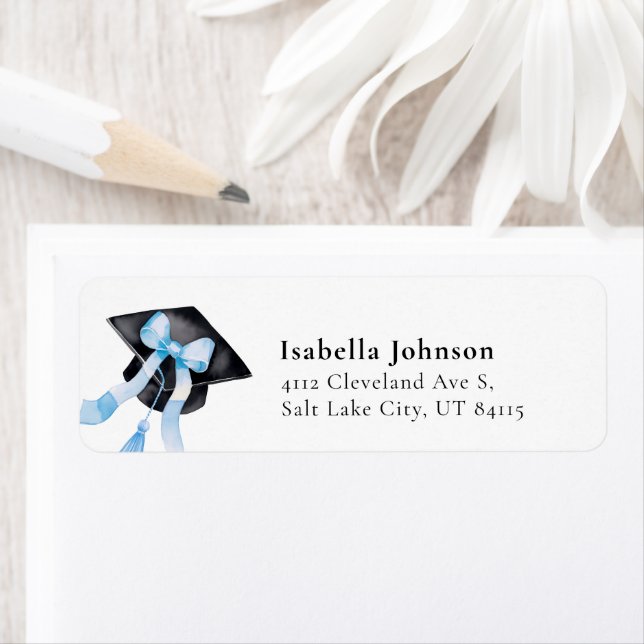 Bleu Bow Graduation Cap Graduation Adresse de reto (En situation)
