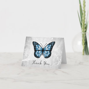Bleu brillant Carte de remerciements papillon