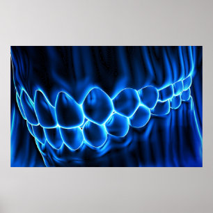 Bleu brillant dents Bite & gencives Poster pour de