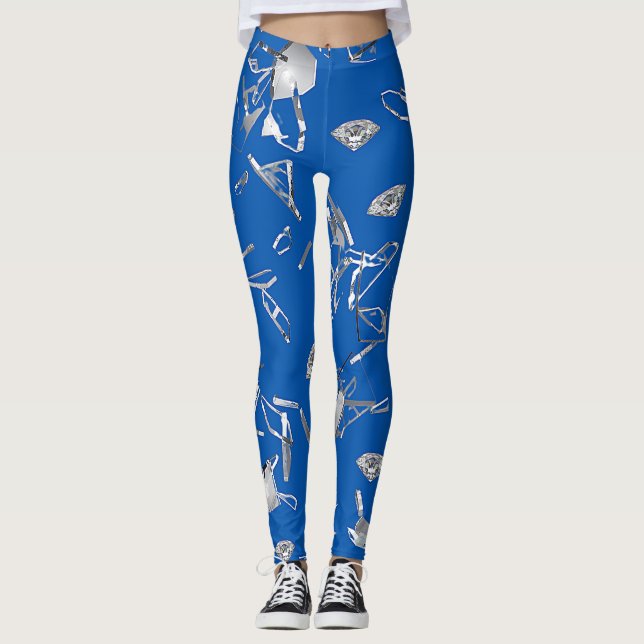 Bleu brisé verre et diamants leggings (Devant)