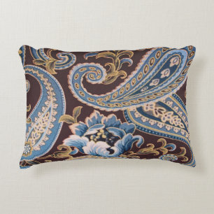 Bleu Brown Vintage Paisley Nouveau Coussin Accent