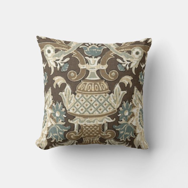 Bleu, brun de Choco, coussin conçu floral gris de (Recto)