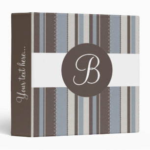 Bleu brun rayures cousues monogramme classeur pers