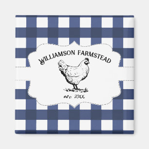 Bleu Buffalo Plaid Agro Poulet Aimant