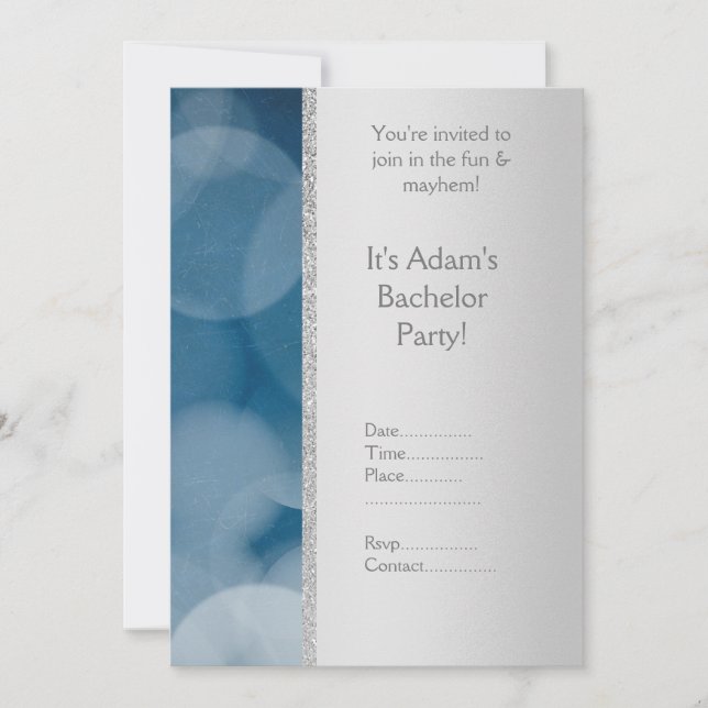 Bleu bulle argent BACHELOR PARTY INVITATION NOUVEL (Devant)