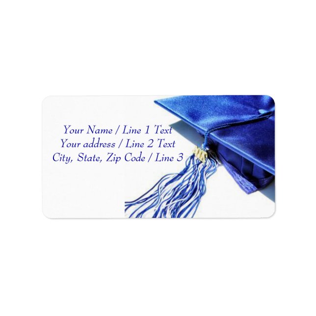Bleu Cap de graduation Tassel Étiquettes de adress (Devant)