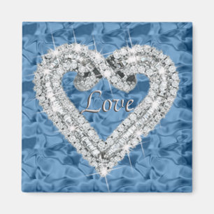 Bleu Carré Aimer Diamond Heart Magnet
