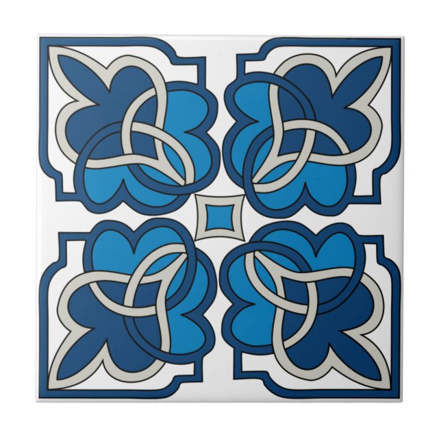 Bleu, carreaux de céramique vibrants (Devant)