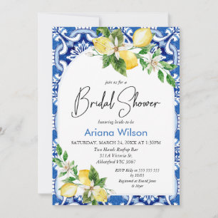 Bleu Carrelage citron Douche nuptiale Invitation