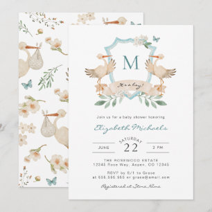 Bleu C'est un Baby shower garçon Invitation