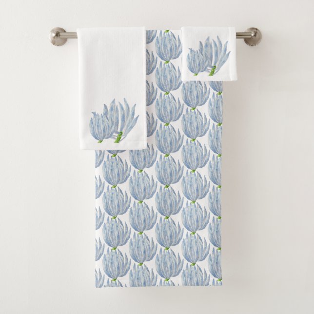 Bleu Chalk Sticks sur un ensemble de serviettes de (En situation)