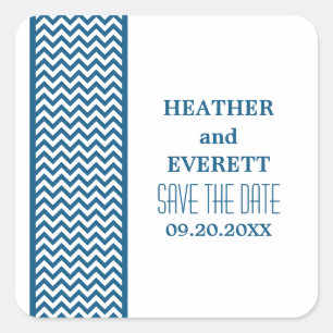 Bleu Chevron Bordure Enregistrer Stickers Date