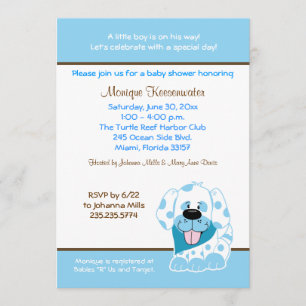 Bleu Chiot 5x7 Baby shower Invitation