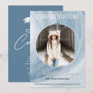 Bleu Christian Graduation Photo Invitation