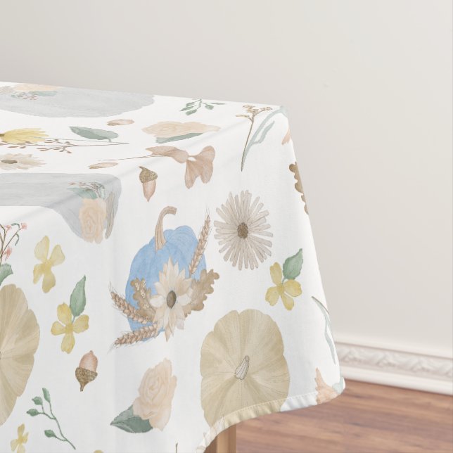 Bleu Citrouille Chute Florale Nappe (In Situ)