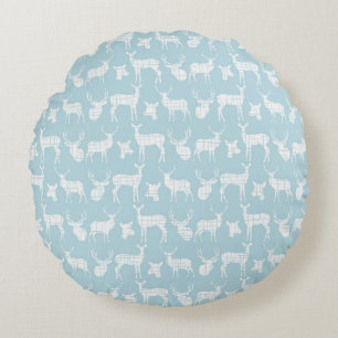 Bleu Clair Avec Coussin Rond Cerf Blanc