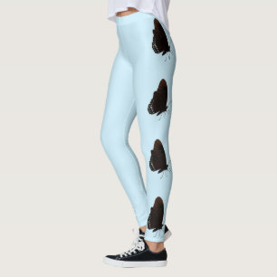 Bleu clair avec des papillons noirs Leggings