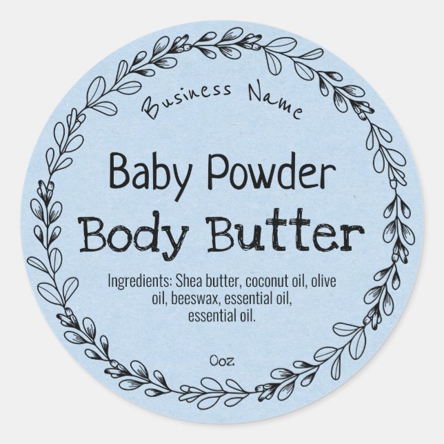 Bleu clair Bébé Poudre Kraft Étiquettes de produit (Devant)