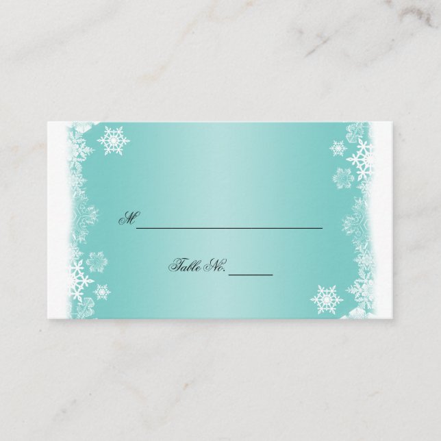 Bleu clair Blancs Snowflakes Mariage Cartes de Pla (Devant)