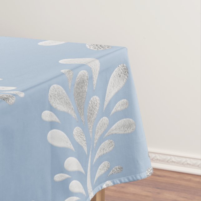 Bleu clair et argent Motif moderne nappe (In Situ)