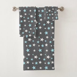 Bleu clair et étoiles blanches sur gris