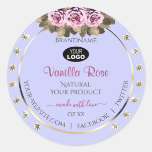Bleu clair Étiquettes rose Roses Diamants Logo