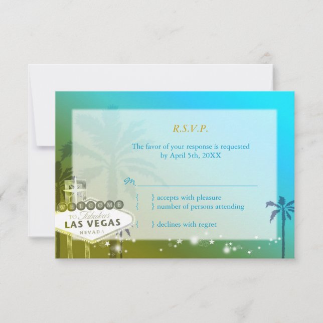 Bleu clair Las Vegas Strip Wedding RSVP (Devant)