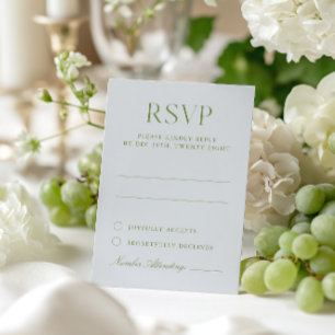 Bleu clair & Sage Vert élégant mariage carte RSVP