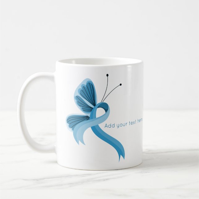 Bleu clair Sensibilisation Ruban Papier à café Mug (Gauche)