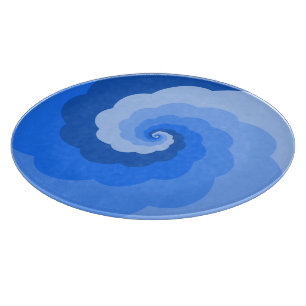 Bleu Clouds Spiral Planche à découper en verre