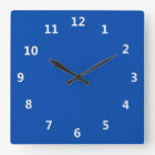 Bleu Cobalt solide avec chiffres blancs Horloge mu