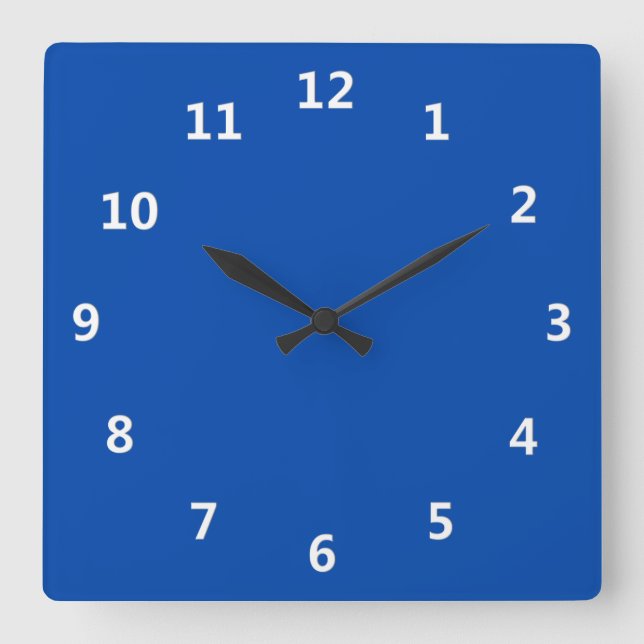 Bleu Cobalt solide avec chiffres blancs Horloge mu (Recto)