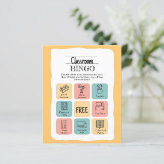 Bleu coloré et jaune illustratif ✏️ 🏫 carte de bi