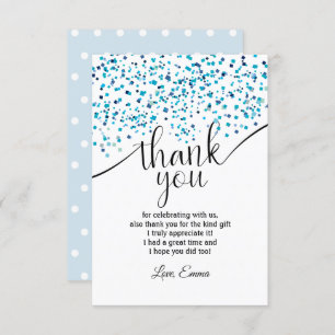 bleu, confetti, carte de remerciements