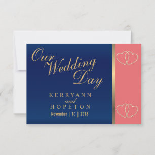 Bleu corail et marine avec Coeurs d'or - RSVP