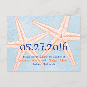 Bleu Coral Starfish Enregistrer la date cartes pos