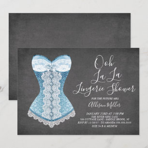 Bleu Corset Lingerie nuptiale Douche Invitation