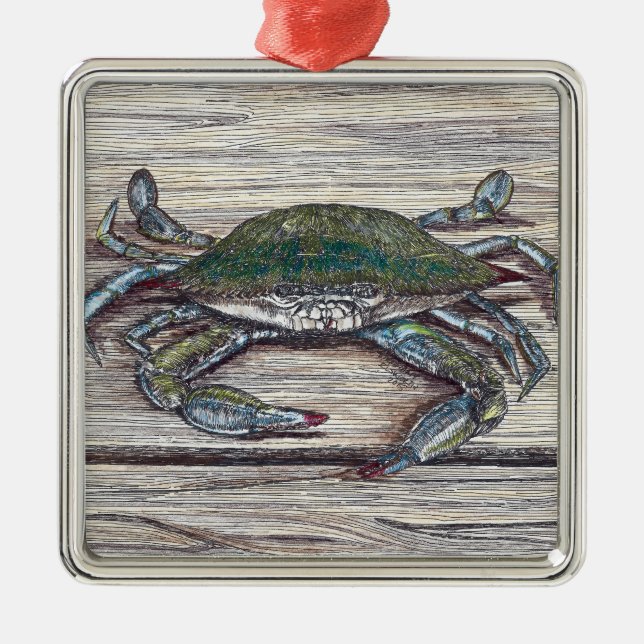 Bleu crabe à quai Premium Ornement (Devant)