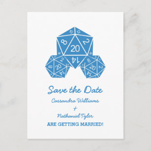 Bleu D20 dés Enregistrer la date carte postale