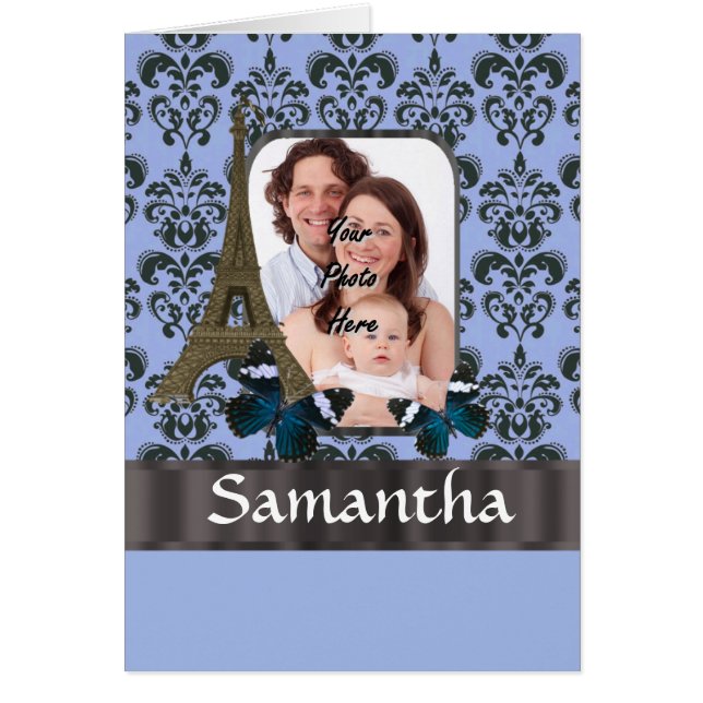 Bleu damassé Paris collage (Devant)