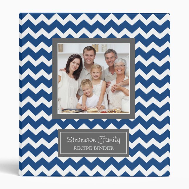 Bleu de Chevron de classeur de recette de famille (Devant)