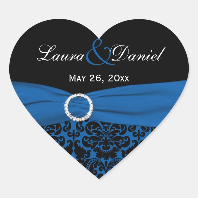 Bleu de cobalt et noir Damas Sticker de 1,5 po (Devant)
