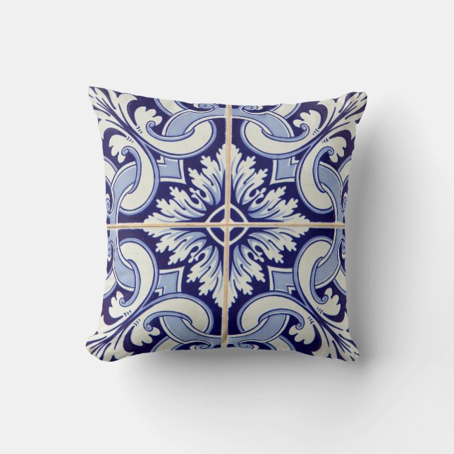 Bleu de coussin de patio de tuile d'Azulejos de (Recto)