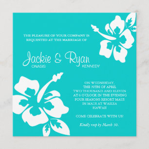 Bleu de fleur de ketmie de faire-part de mariage